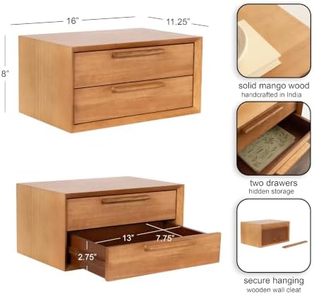 Kate and Laurel McCutcheon Two-Drawer Floating Side Table with Storage