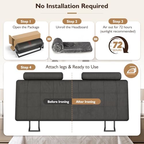 Full Headboard with 2 Headrests, Memory Foam Upholstered Headboard