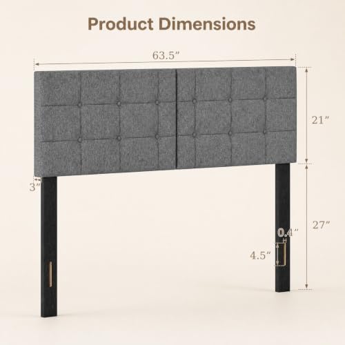 KOMFOTT Linen Upholstered Headboard for Full & Queen Size Bed Frame