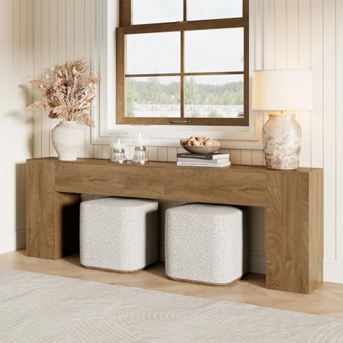 Epecoya 94.5-Inch Console Tables for Entry Way, Natural Oak Brown