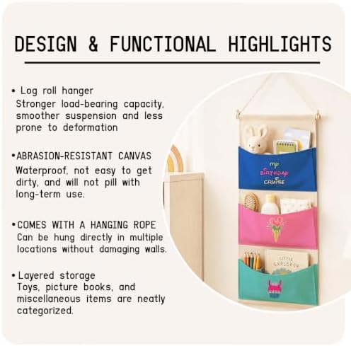 3-Pocket Hanging Wall Organizer, Birthday Cruise Design for Playroom