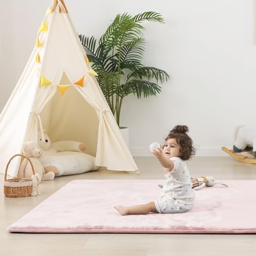 1.5" Thick Baby Play Mat, 50x50 Foam Tummy Time Mat – Pink