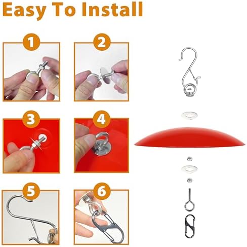 8" Bird Feeder Dome, Hummingbird Feeder Rain Guard, Bird Feeder Cover for Small Feeders, Protective Cover Work with Ant Guards（Red,2 Pack