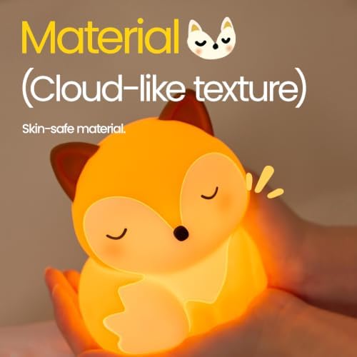Fox Night Light Silicone Squishy Animal Lamp with 30 Min Auto Timer
