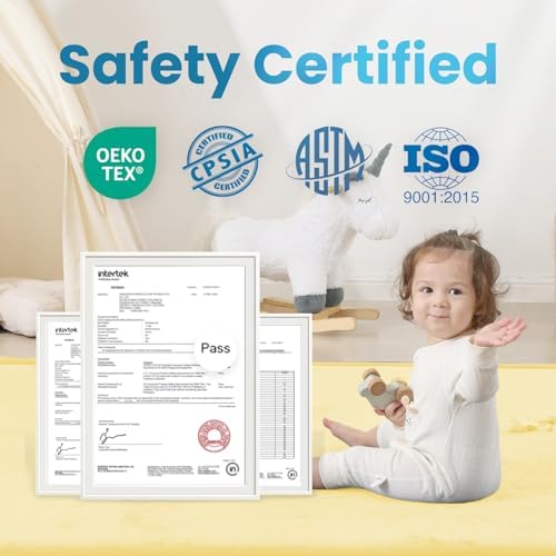 1.3" Thick Baby Play Mat, 50x50 Foam Tummy Time Mat – Vanilla