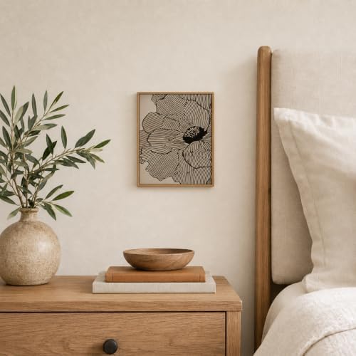 Framed Abstract Floral Line Art Wall Decor, Office Art 8x10