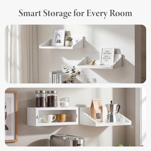 SUMGAR Floating Nightstand Set of 2 White Bedside Table for Small Spaces