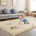 Baby Play Mat for Floor Nursery Rug Muscle Mat Area Rug Playroom Rug Playpen Mat Elastic Foam 1.3" Thick Crawling Mat for Babies,Toddlers, Infants, Kids 79"x118",A Beige