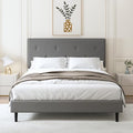 Full Size Linen Bed Frame with Adjustable Headboard Grey
