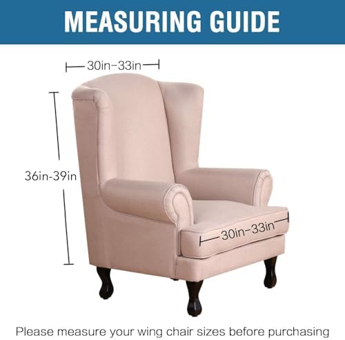 H.VERSAILTEX Wingback Chair Covers Velvet Plush Wing Chair Slipcover 1 Piece High Stretch Wing Back Chair Slipcovers Sofa Cover Furniture Cover with Elastic Bottom, Sea Grass