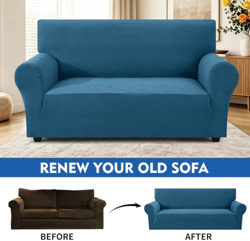 XINEAGE Loveseat Slipcover Pet Friendly, Stretch Couch Cover,Peacock Blue