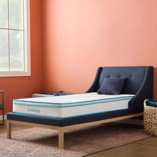 Linenspa 8 Inch Hybrid Mattress, Medium Firm, Bed in a Box, Twin Size