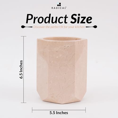 Radicaln Marble Utensil Holder Kitchen Counter, 6.5 Inch Spoon Crock