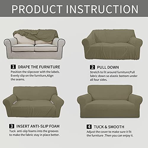 Easy-Going Stretch Chair Slipcover with Arm Washable Khaki
