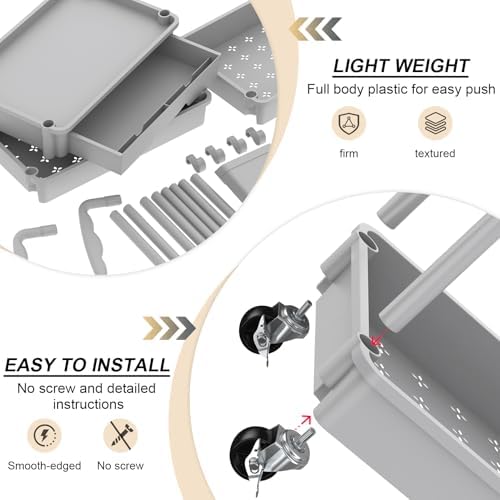 Goovilla 3 Tier Rolling Utility Cart Organizer with Removable Drawer, Grey