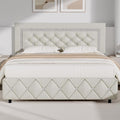 BarnFurin Queen Bed Frame with Diamond Tufted Headboard, Cream