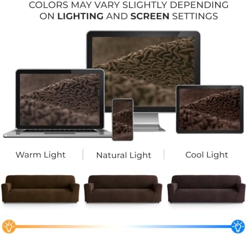 PAULATO Premium Stretch Couch Covers for Sofa - Sofa Chair Cover Washable, Dogs & Pets Friendly - Elastic Polyester Loveseat Slipcovers - Non-Slip Love Seat Couch Covers - Dark Brown (86"-120" Wide)