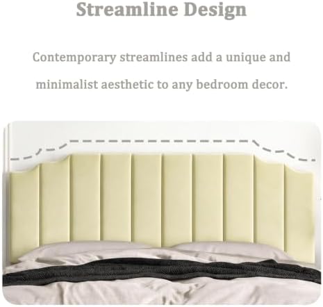 Befurtori King Size Headboard Only, Linen Wall Mount Headboard Pale Yellow
