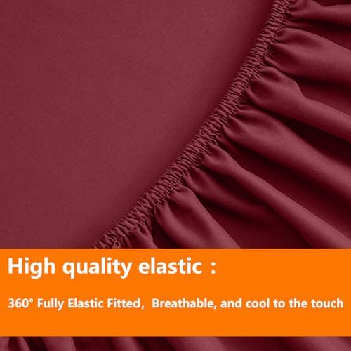 TAIMIT Burgandy Twin Size Comforter Set - 5 Pieces, Bed in a Bag Bedding Sets with All Season Soft Quilted Warm Fluffy Reversible Comforter,Flat Sheet,Fitted Sheet,1 Pillow Shams,1 Pillowcases