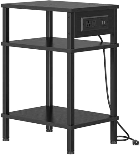 Creso hom Side Table with Charging Station, End Tables Living Room