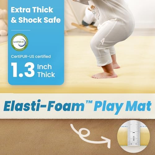 1.3" Thick Baby Play Mat, 50x50 Foam Tummy Time Mat – Vanilla