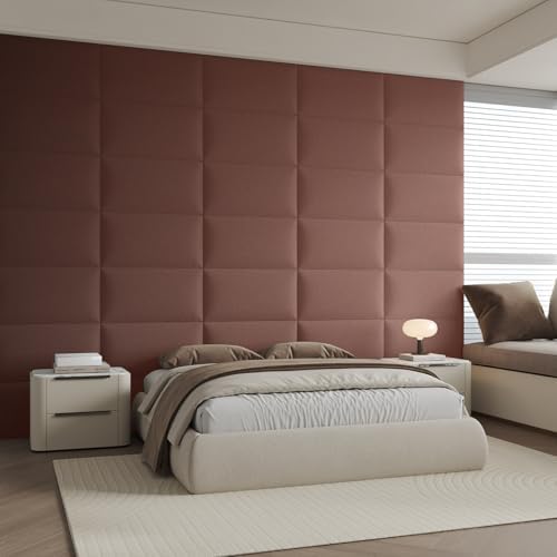 6-Piece Light Brown Linen Upholstered Headboard Twin Size, Wall Mounted Neutral Fabric Headboard, Warm Padded Panels for Bedroom