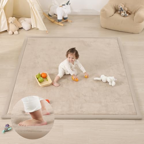 1.3" Thick Baby Play Mat for Floor,79x158 Large Memory Foam Tummy Time Mat