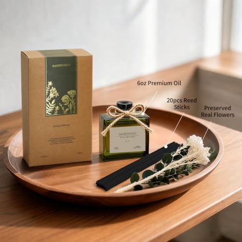 Reed Diffuser, 6.1 oz Zen Tea Scent Diffuser with Sticks & Dried Flowers, 120 Days Long Lasting diffusers for Home, Elegant Fragrance for Bathroom Bedroom Office Decor Air Fresh