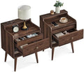 VASAGLE Nightstands, Set of 2, with Hidden Drawers, Solid Wood Legs