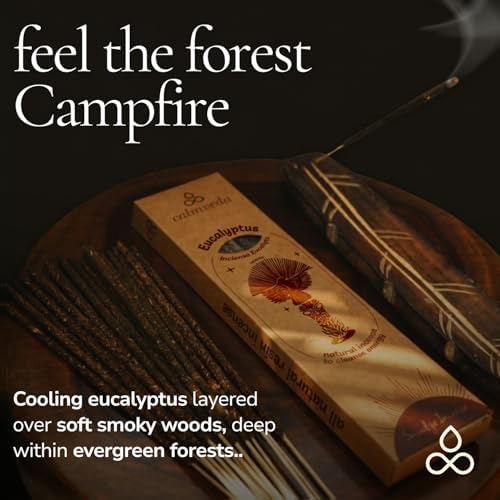 Organic Eucalyptus Incense Resin Smudge - 24+ Sticks, Crisp Rainforest Feel