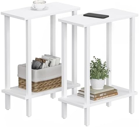 TUTOTAK Narrow Side Table Set of 2, Small End Table for Couch