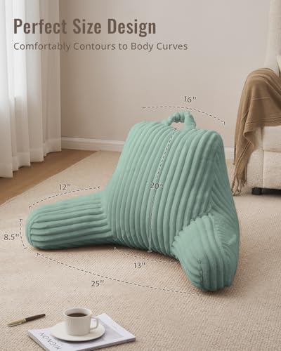 Blissful Diary Reading Pillow for Bed, Backrest Pillow, Mint Green