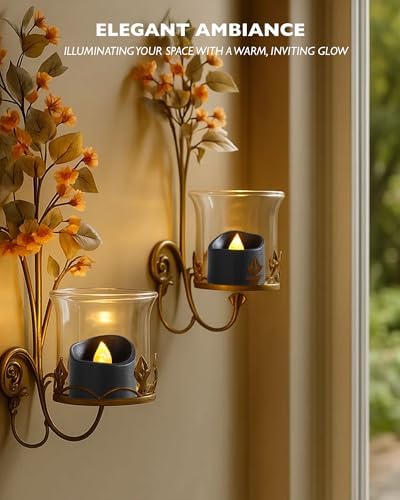 Homemory 12-Pack Black Flameless Battery Tea Light Candles, 200+ Hours