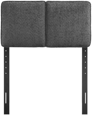 Modway Lindee Twin Size Upholstered Headboard with Cream Boucle Fabric - Pillow Style Headboard for Kid's Room or College Dorm - Fabric Twin Headboard with Adjustable Mounting Positions