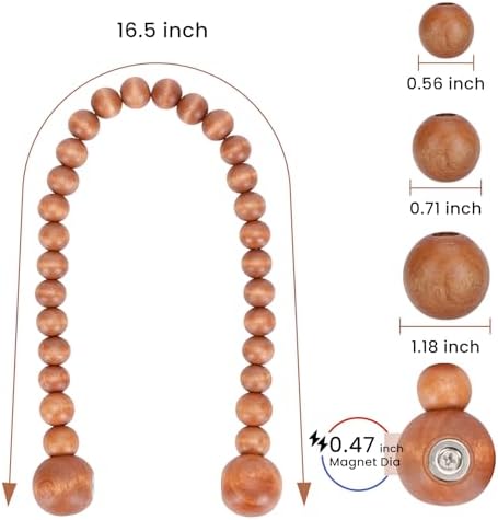 KLOGTSIND Magnetic Curtain Tiebacks, 4 Pack Wood Bead Curtain Holdbacks