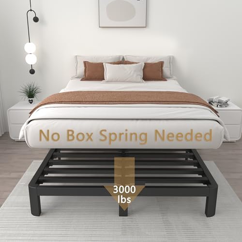 ITIMIDI 4 Inch Queen Platform Bed, Heavy Duty Steel, No Box Spring, Black