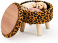 Wimarsbon Round Storage Ottoman,Footstool with Padded Seat and Wood Legs