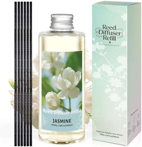 STRN Jasmine Reed Diffuser Oil Refill, Scented Diffuser with Stick 200ML
