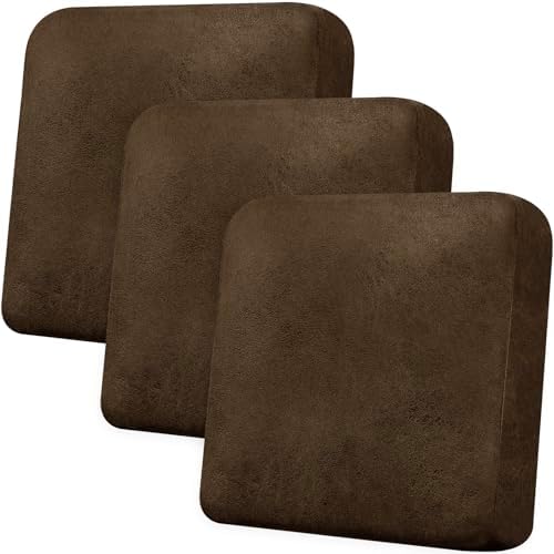 Couch Cushion Covers Leather-Look 3PC Stretch Extra Large Sofa Seat Slipcover Sets Individual Couch Seat Cushion Cover, Pet-Friendly, Non-Slip, Easy Fit - Dark Brown