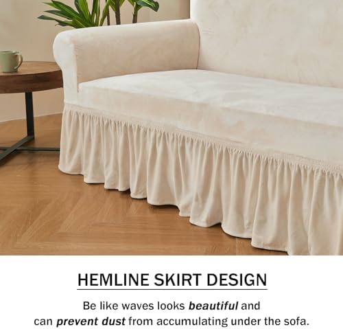 NICEEC Beige Couch Covers for Sofa Cover Universal Slipcovers with Skirt