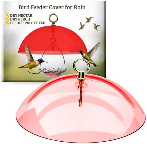 Birds Choice Bird Feeder Dome with Hanger | 10.5in Rain Guard Cover, Red