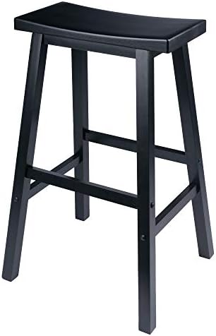 Winsome Satori Saddle Seat Bar Stool, Black, 29"