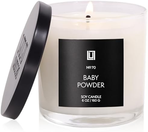 Lulu Candles | Baby Powder | Luxury Scented Soy Jar Candle | Hand Poured in The USA | Highly Scented & Long Lasting (6 Oz.)