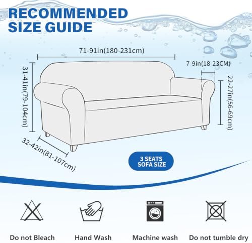 MAXIJIN Waterproof Couch Covers for Sofa (71"-91"), Stretch Sofa Cover Slipcovers with Non Slip Elastic Bottom, Dog Pet Friendly Furniture Protector Washable (Large, Navy Blue)