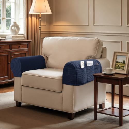 SUBRTEX Stretch Couch Arm Covers Set of 2, Non-Slip Sofa Armrest Slipcovers