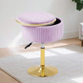Adjustable Vanity Stool, Velvet Makeup Stool with Storage Purple