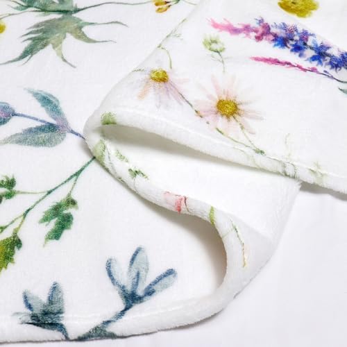 Floral Throw Blanket Wildflowers Throw Blankets Plant Floral Fleece Blankets Soft Warm Cozy Blanket Plush Throws Blankets Flower Decorative Blanket for Home Sofa Bedding 50" x 60"