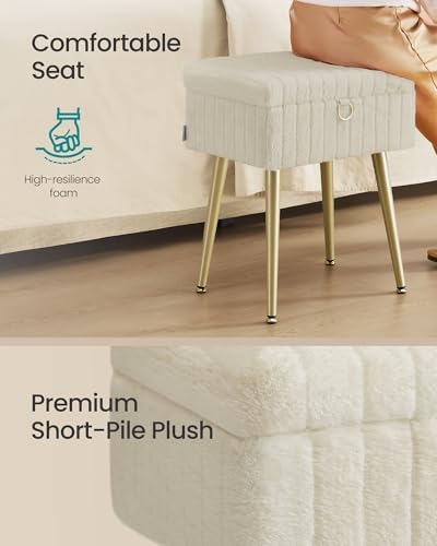 SONGMICS Vanity Stool Chair with Storage, Metal Legs, Max. Load 440 lb