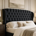 AMERLIFE King/Cal King Headboard Only, Velvet Curved Wingback, Black