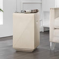 JONATHAN Y Adrian Outdoor Side Table Stool Polyresin 21", Cream Terrazzo